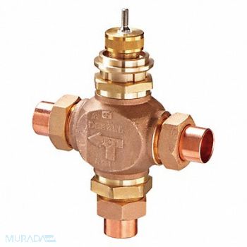 JOHNSON CONTROLS Globe Valve 3-Way Mixing 1/2 In Sweat, 41P966