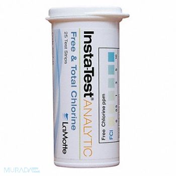 LAMOTTE Test Strip Free/Total Chlorine 0-10ppm, 41V898