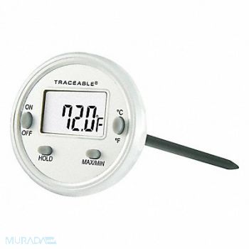 CONTROL COMPANY Waterproof Thermometer LCD Stinlss Steel, 38ZC70