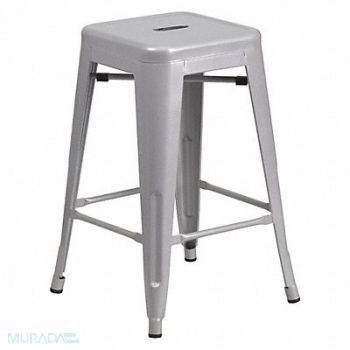FLASH FURNITURE Stool Welded Legs Silver 24 H, 420G34