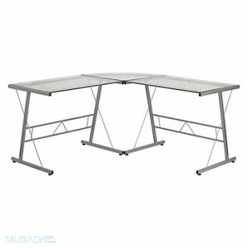 FLASH FURNITURE Office Desk Overall 83-1/2 W Silver Top, 420G73
