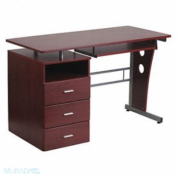 FLASH FURNITURE Office Desk 47-1/4 W Mahogany Top, 420G85