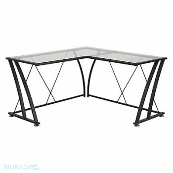 FLASH FURNITURE Office Desk Overall 79 W Black Top, 420G88