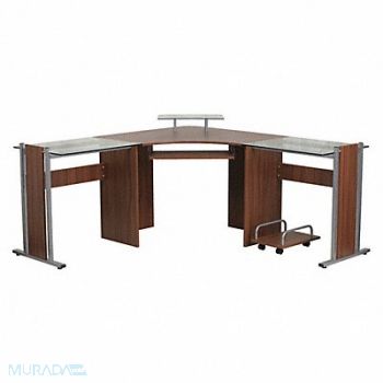 FLASH FURNITURE Office Desk Overall 95 W Silver Top, 420G89
