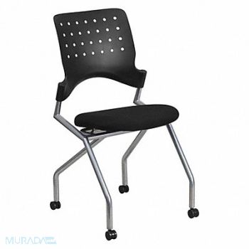 FLASH FURNITURE Nesting Chair Black Seat Fabric Seat, 420H04