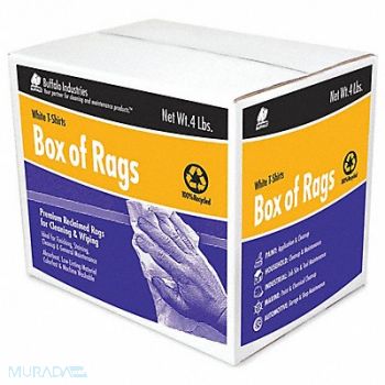 BUFFALO White Cloth Rags Box 4 Lb., 42KW42