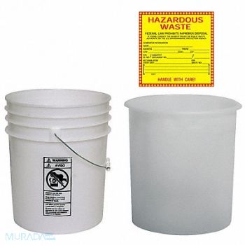 GRAINGER APPROVED Pail Kit Plastic Natural Open Head, 42NY71