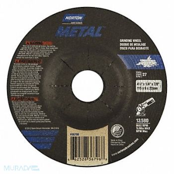 NORTON Depressed Center Wheel Type 27 Grit 24, 436G16