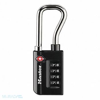 MASTER LOCK Luggage Padlock 2 3/8 in Rectangle Black, 436H10