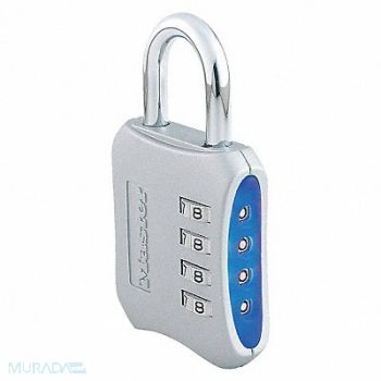 MASTER LOCK Combination Padlock 2 1/5in Rectgle Slvr, 436L43