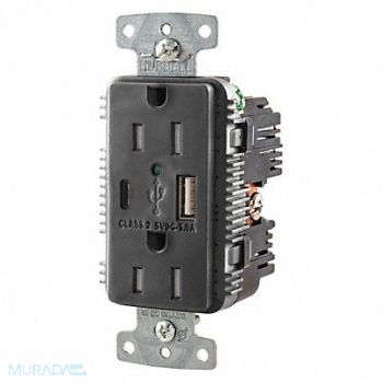 HUBBELL USB Charger Receptacle 2 Ports 2 Poles, 437K61