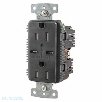 HUBBELL USB Charger Receptacle 2 Ports 2 Poles, 437K85