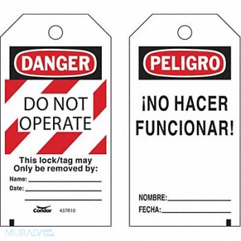 CONDOR Lockout Tag Rectangle 5-3/4 H 3 W PK25, 437R10