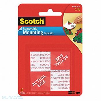 SCOTCH Adhesive Foam Mounting Squares PK16, 43FZ12