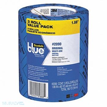 SCOTCH Painters Masking Tape 2in. Blue PK3, 43FZ29