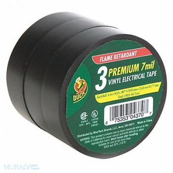 DUCK Electrical Tape 0.75 inx 50yd Black PK3, 43GC22