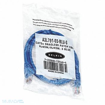 BELKIN Patch Cables CAT5e 3 ft Blue, 43GD46