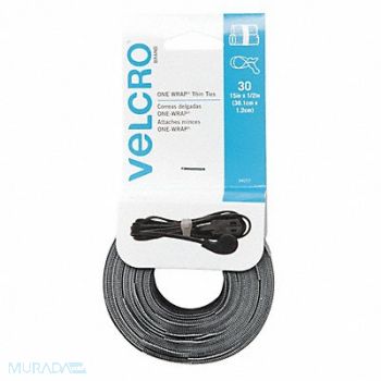 VELCRO BRAND Reusable Ties 15inStraps Black/Gray PK30, 43GD70