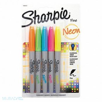 Sharpie Marker Neon Assorted PK5, 43KL87
