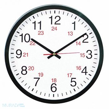 UNIVERSAL Round Wall Clock 24hr. Black 12.5, 43KN85