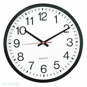 UNIVERSAL Round Wall Clock Black 12.5 dia., 43KR94