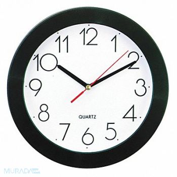 UNIVERSAL Round Wall Clock Black 9-3/4, 43KR95