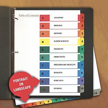 UNIVERSAL ONE Table of Contents Divider 10-Tab PK6, 43KU21