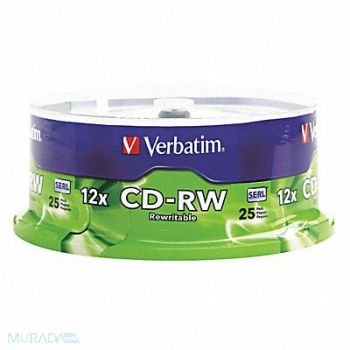 VERBATIM CD-RW Disc 700MB/80min 4X/12X Spndl PK25, 43KU50