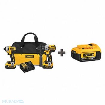 DEWALT Cordless Combo Kit 20.0 V 2 Tools 3 Batt, 43NF73
