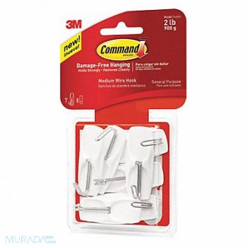 COMMAND Hook Medium Wire White PK7, 43WC22