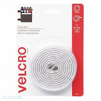 VELCRO BRAND Tape Sticky Back 3/4 x 5 ft White, 43WC87