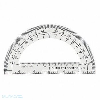 CHARLES LEONARD Protractor 6 Plastic Clear PK12, 43WD31