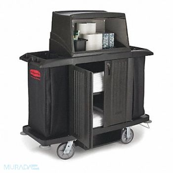 RUBBERMAID COMMERCIAL PRODUCTS Housekeeping Cart w/Hood Full Size Black, 43WX82