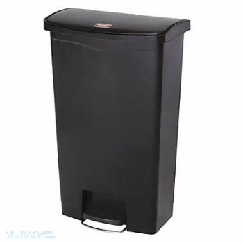 RUBBERMAID COMMERCIAL PRODUCTS Slim Jim Resin Step On 18 gal Black, 43WZ35