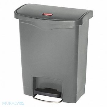 RUBBERMAID COMMERCIAL PRODUCTS Slim Jim Resin Step On 8 gal Gray, 43WZ52