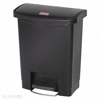 RUBBERMAID COMMERCIAL PRODUCTS Slim Jim Resin Step On 8 gal Black, 43WZ54