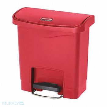 RUBBERMAID COMMERCIAL PRODUCTS Slim Jim Resin Step On 4 gal Red, 43WZ61