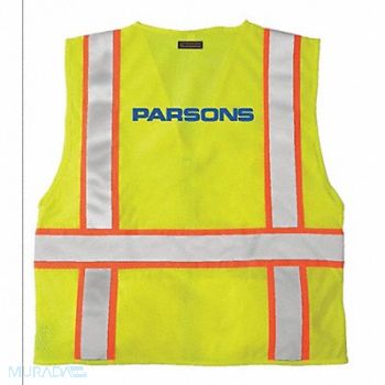 KISHIGO Hi-Vis Vest L Class 2 Parsons Logo, 43XP72