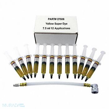 SUPERCOOL A/C Dye Syringes Kit 7 in Plastic PK12, 43Y104