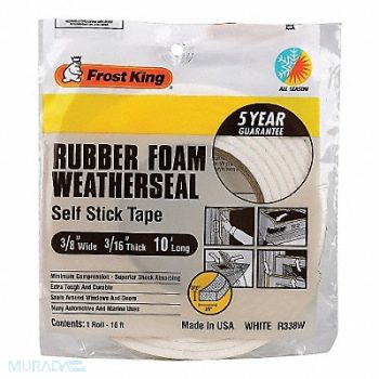 FROST KING H3681 Sponge Rubber Foam Tape 3/8In.x10 ft., 43Y821
