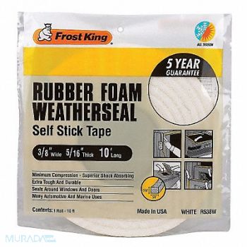 FROST KING H3682 Spnge Rubber Foam Tape 3/8Inx10 ft 8 mil, 43Y822
