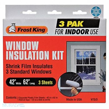 FROST KING Shrink/Seal Window Kit 42 W 62 L Tape, 43Y840
