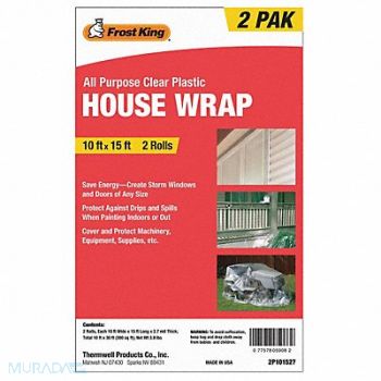 FROST KING House Wrap Clear 15 ft PK2, 43Y852