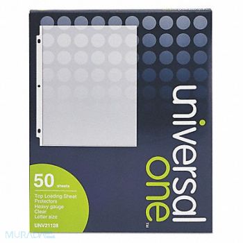 UNIVERSAL ONE Sheet Protector Heavy Gauge Clear PK50, 43YK35