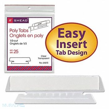 SMEAD Hanging Folder Tab 1/3 Cut Clear PK25, 43YM59