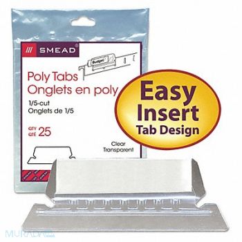 SMEAD Hanging Folder Tab 1/5 Cut Clear PK25, 43YM60