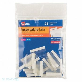 AVERY Index Tab 1 Clear Printable Insert PK25, 43YM64
