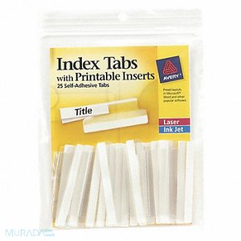 AVERY Index Tab 2 Clear Printable Insert PK25, 43YM66