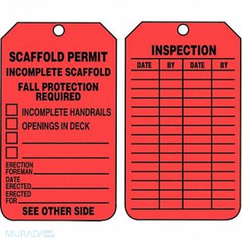 ACCUFORM Sfty Tag 5 3/4in H 3 1/4in W Plstc PK25, 43Z273