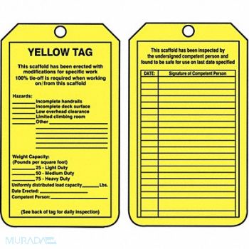 ACCUFORM Sfty Tag 5 3/4in H 3 1/4in W Plstc PK25, 43Z279